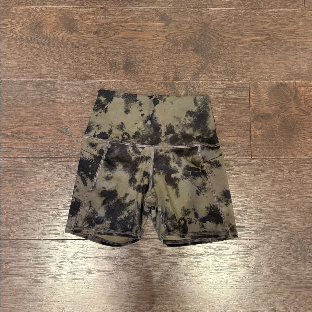 Olive and Black Mini Biker Shorts